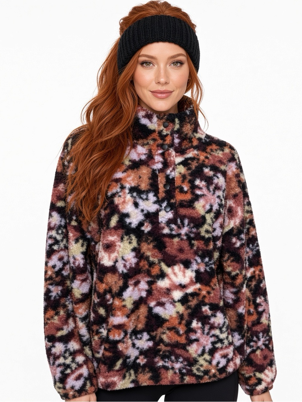 LOFT Multicolor Floral Textured Sherpa Jacket Size M